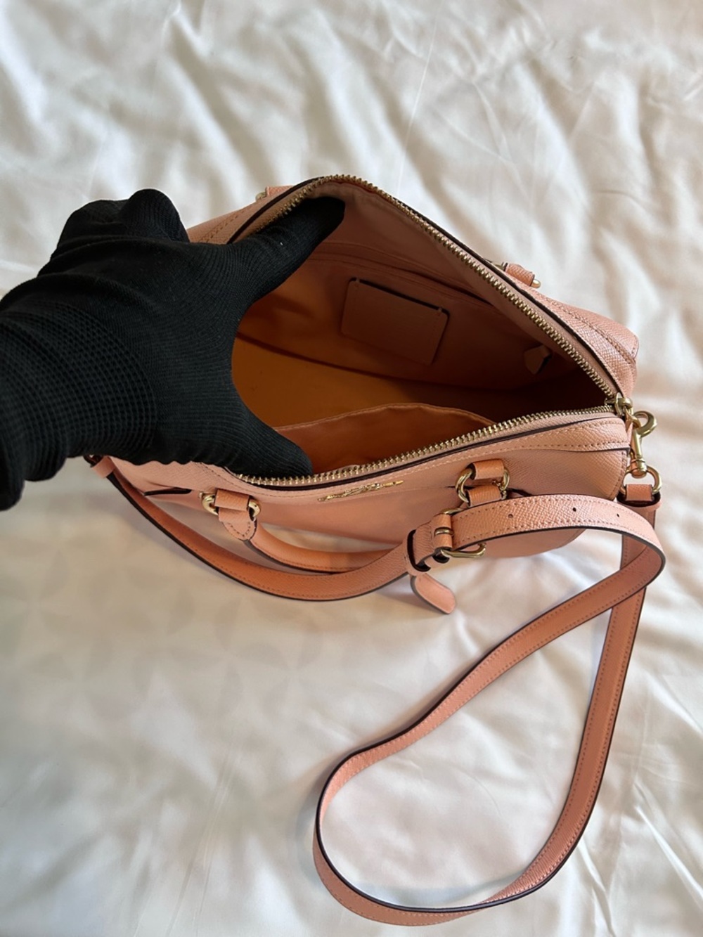 Coach Pink Pebbled Leather Crossbody Satchel - Picture 3 of 6